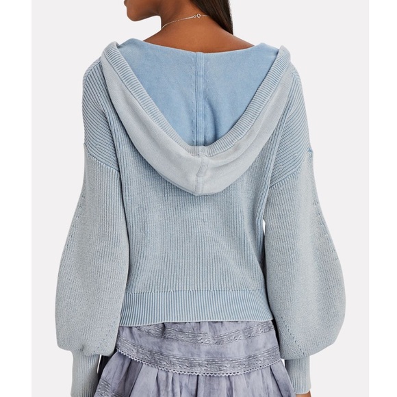 Veronica Beard Light Blue Ursina Knit Hoodie Sweater - Picture 4 of 9